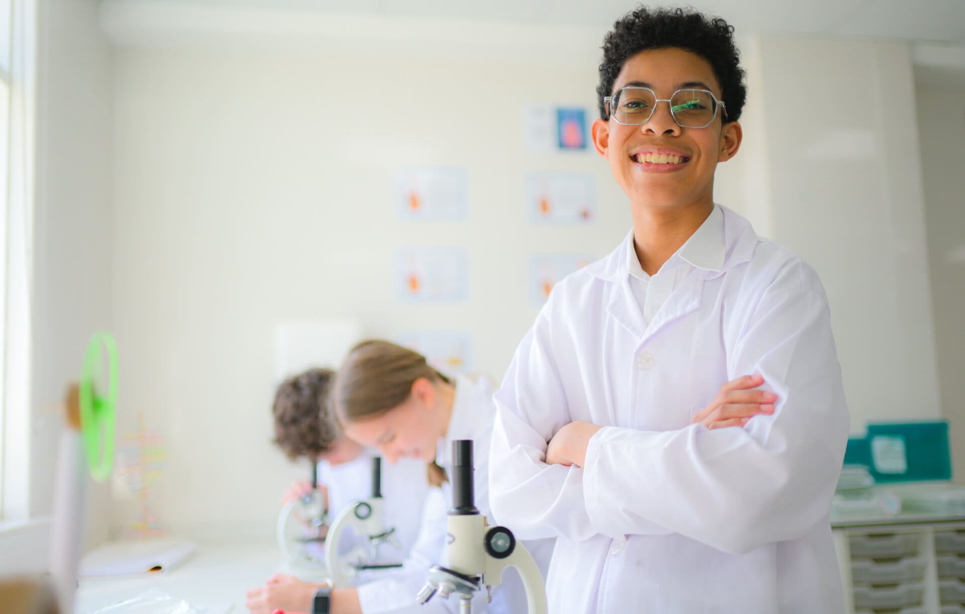 Students studying in library