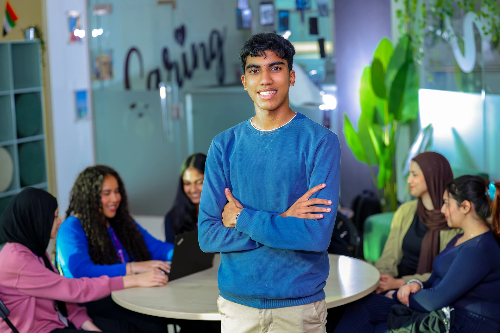 Students studying in library